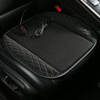 Black quilted cooling seat cushion with USB fan cable