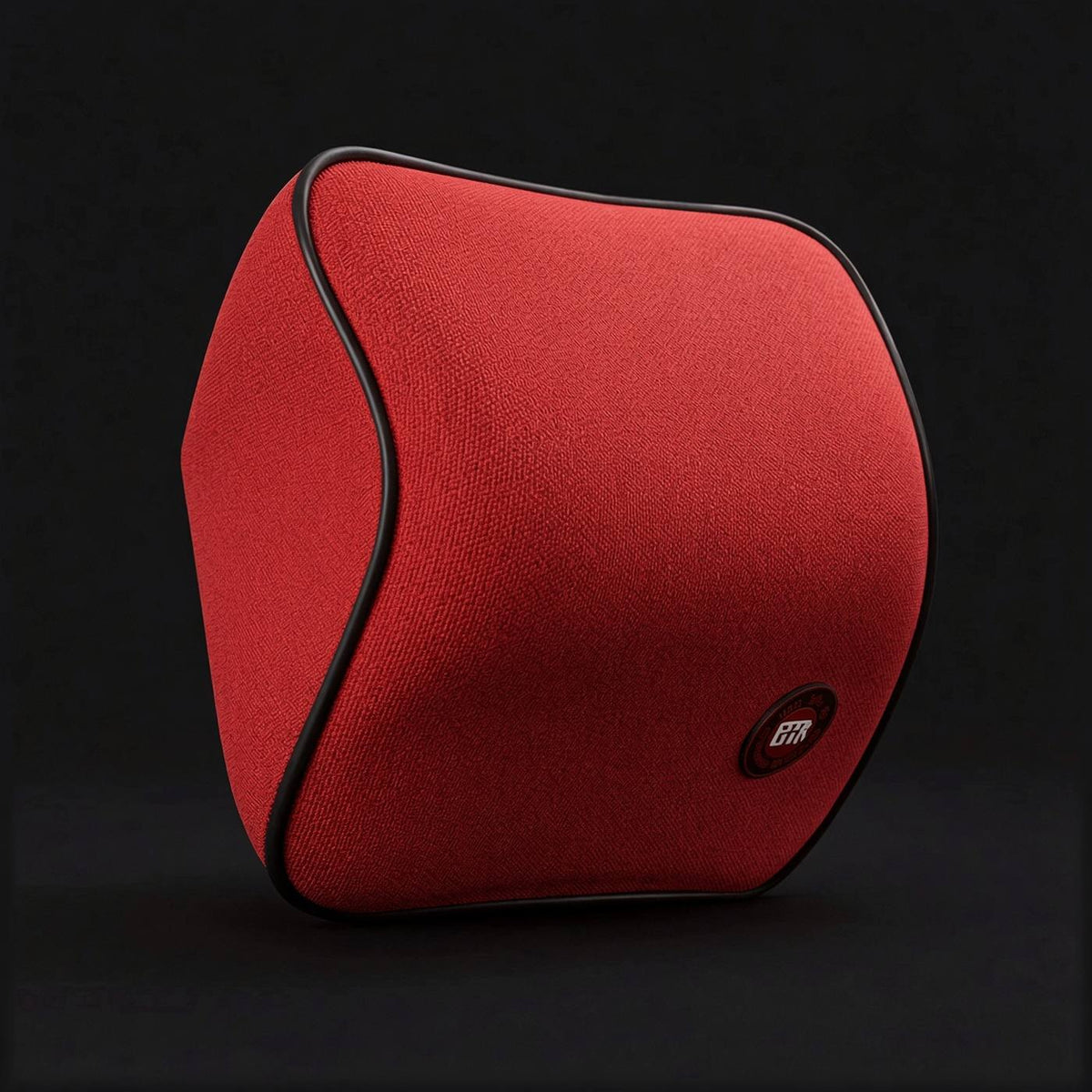 Red memory foam car neck pillow studio close-up