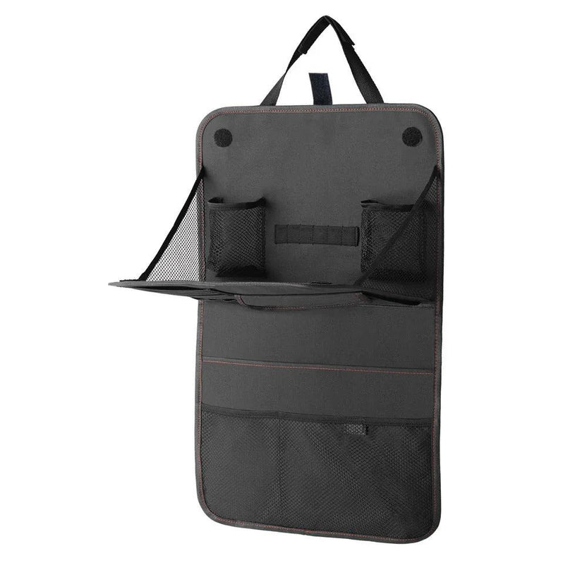 The fold-out tray table extended from the organizer