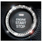 Rhinestone ring fitted around an engine start/stop button