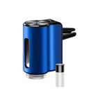 Smart car diffuser in sapphire blue, with one essential oil bottle