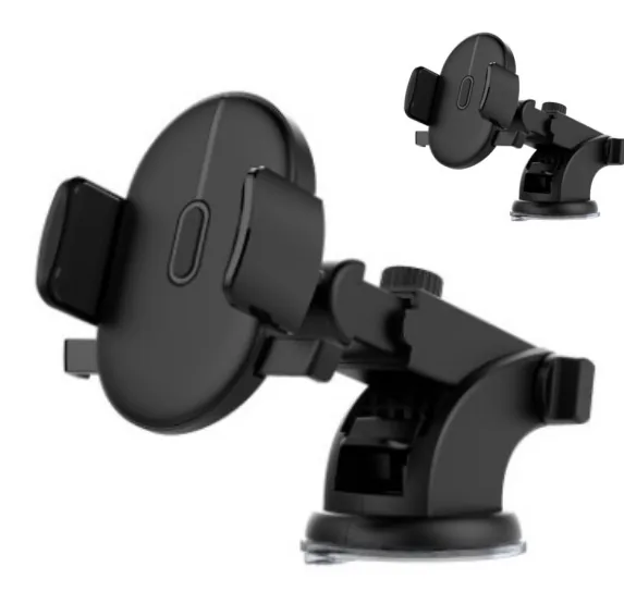 Telescopic magnetic dashboard phone mount holding a phone