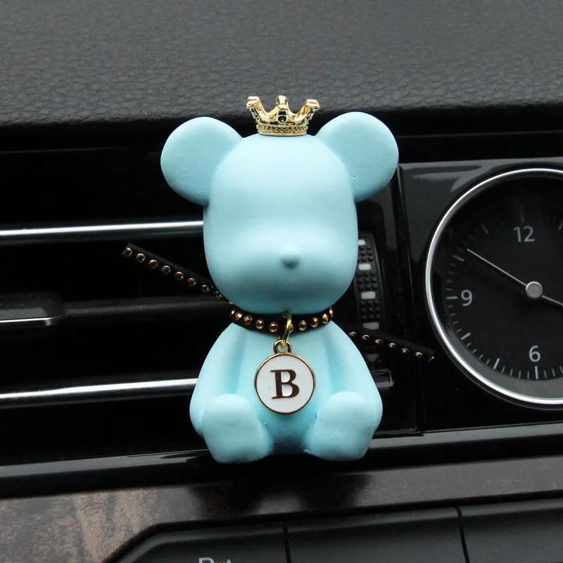 Air outlet fragrance clip — blue riveted bear