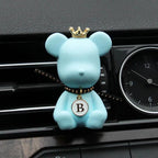 Air outlet fragrance clip — blue riveted bear