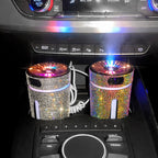 Crystal car humidifier with ambient light sitting in a cup holder