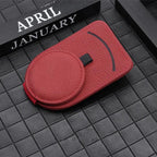 Visor glasses holder in red leather