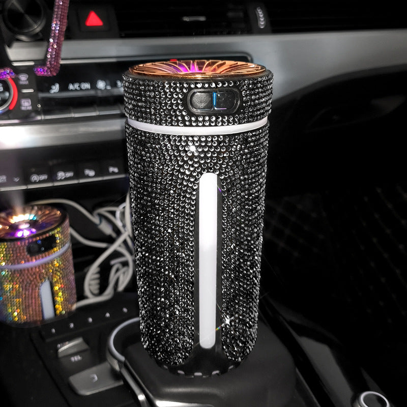 Black crystal diamond car humidifier in a cup holder