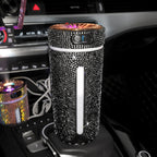 Black crystal diamond car humidifier in a cup holder