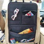 Seat back organizer with fold out tray