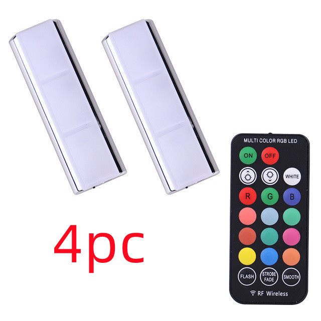 Four-pack of wireless magnetic LED lights with a colour remote