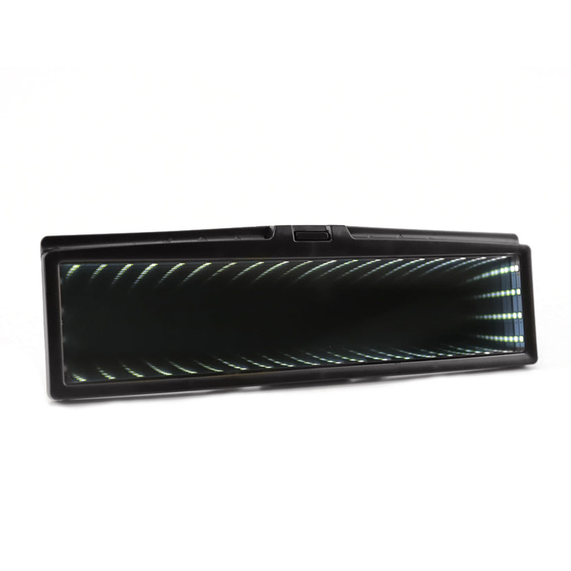Clip-on rearview mirror with a subtle grey infinity glow