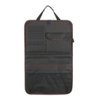 Seat back organizer with its fold-out table down