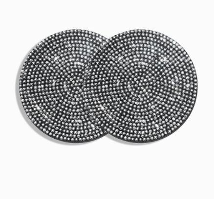 Pair of silver crystal cup holder coasters