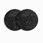 Pair of black crystal cup holder coasters