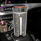 Silver crystal diamond car humidifier in a cup holder