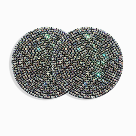Pair of multicolour crystal cup holder coasters
