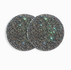 Pair of multicolour crystal cup holder coasters
