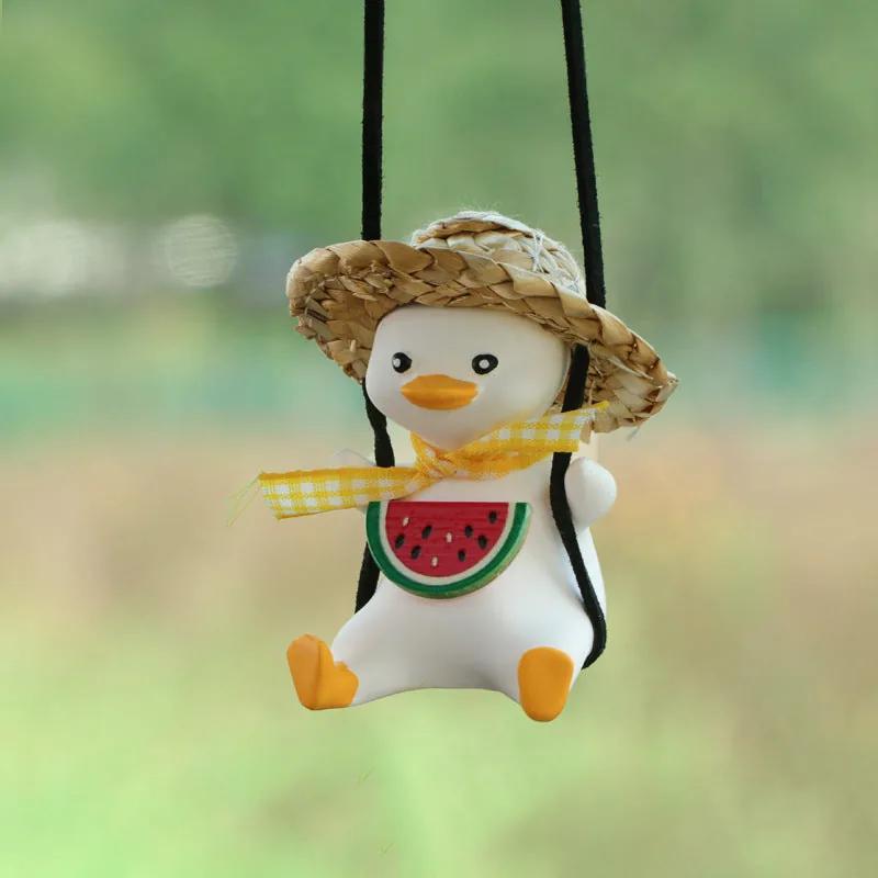 Rearview mirror charm — yellow duck with watermelon