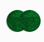 Pair of green crystal cup holder coasters