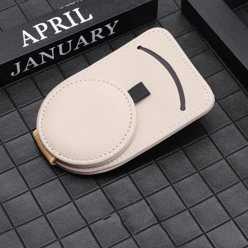 Visor glasses holder in beige leather