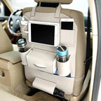 Leather seat organizer in beige