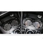 Bling crystal coasters fitted in cup holders, before and after