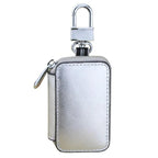 Cowhide leather car key bag in silver
