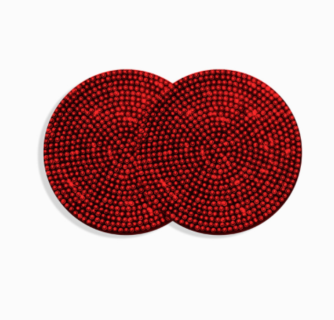 Pair of red crystal cup holder coasters