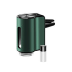 Smart car diffuser in dark green, with one essential oil bottle