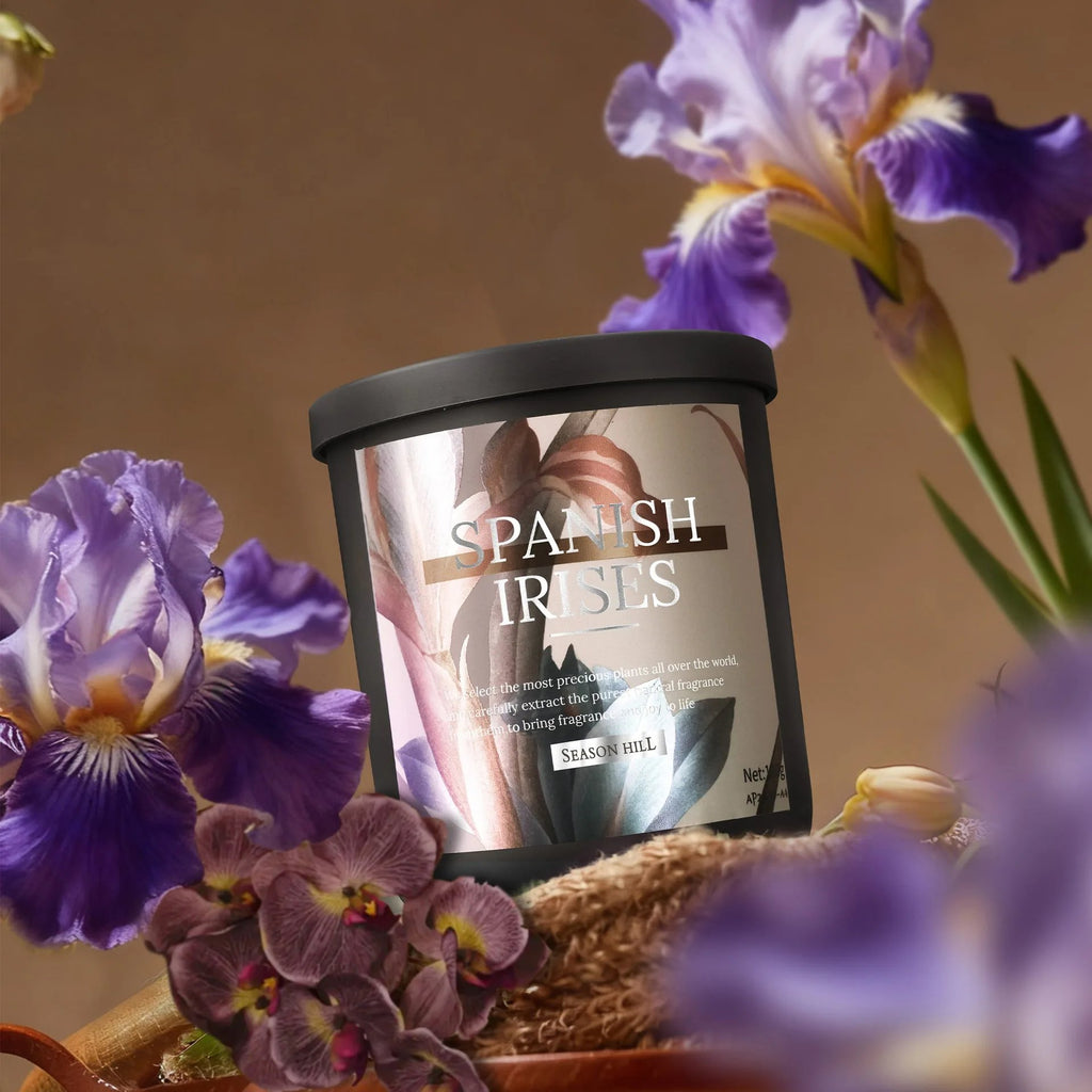 Retro floral solid balm car air freshener, iris scent tin
