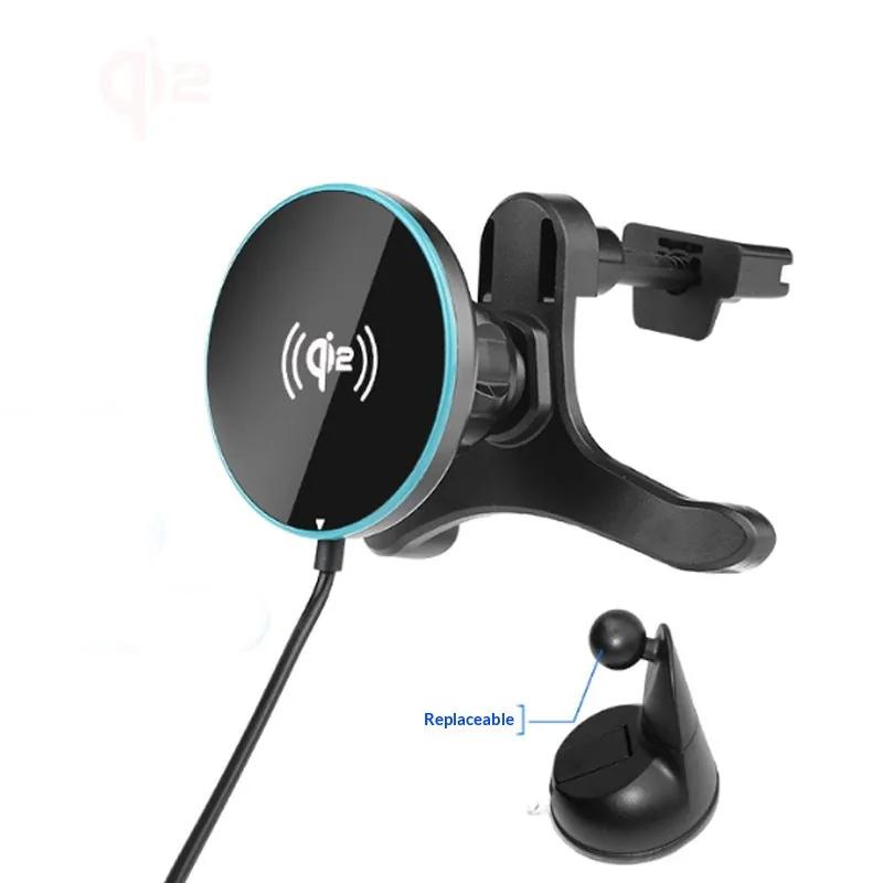 MagCharge 25W magnetic wireless charging car mount clipped to an air vent