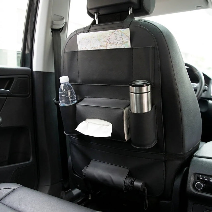 Leather Car Seat Organizer - in use