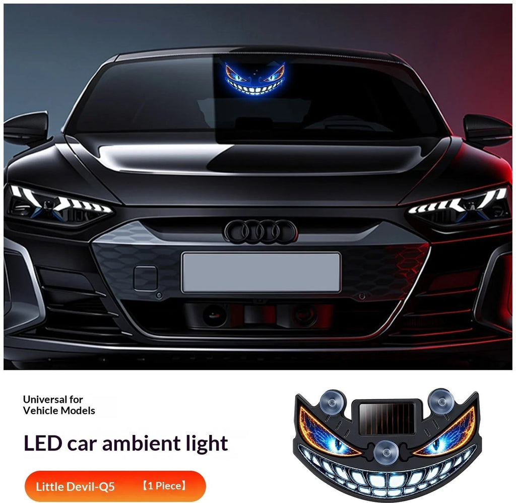 Devil-eye LED window light, plasma blue-to-amber eyes variant