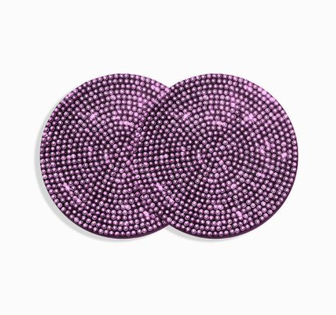 Pair of pink crystal cup holder coasters