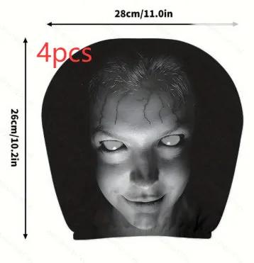 Creepy white face car headrest cover, pack of four