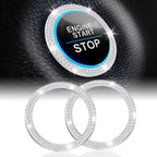 Start/stop button with crystal ring, plus a pair of spare rings