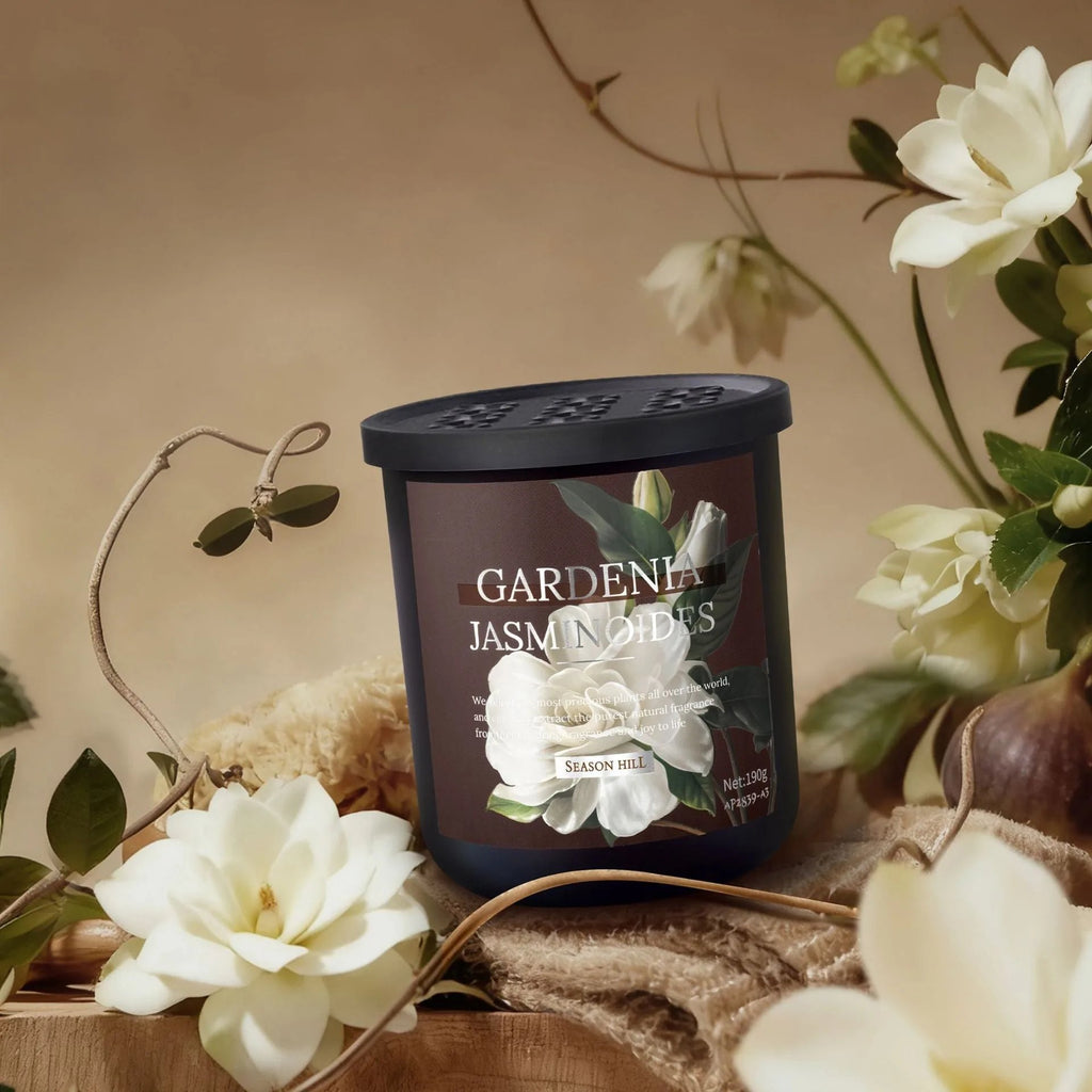 Retro floral solid balm car air freshener, gardenia scent tin