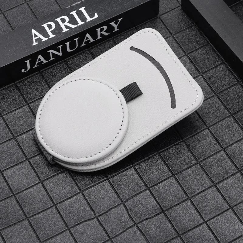 Visor glasses holder in grey leather
