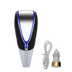 LED gear knob with blue edge glow, USB cable and car charger