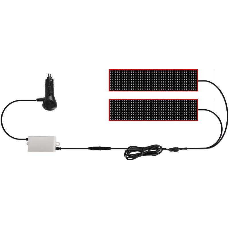 Two flexible LED screen panels on a split cable with a 12 V plug