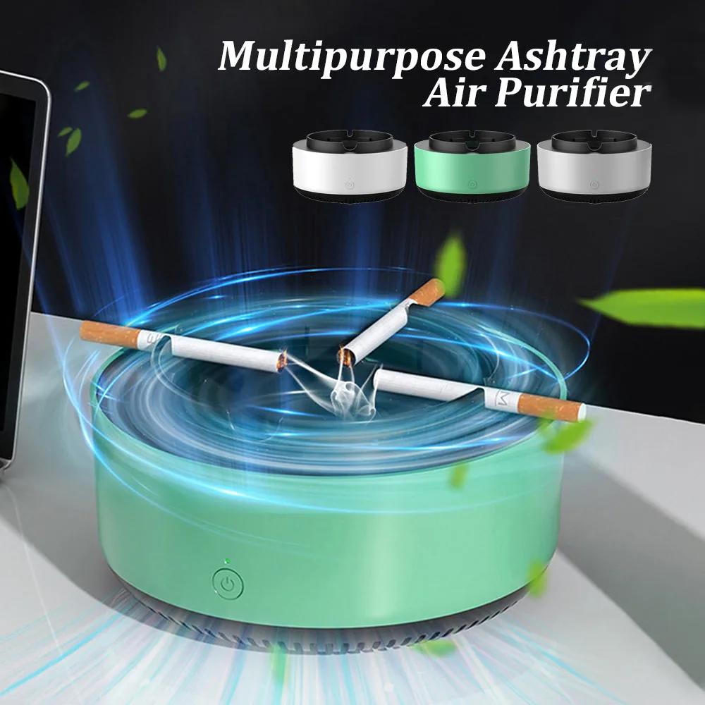 Anion smokeless ashtray with active smoke extraction