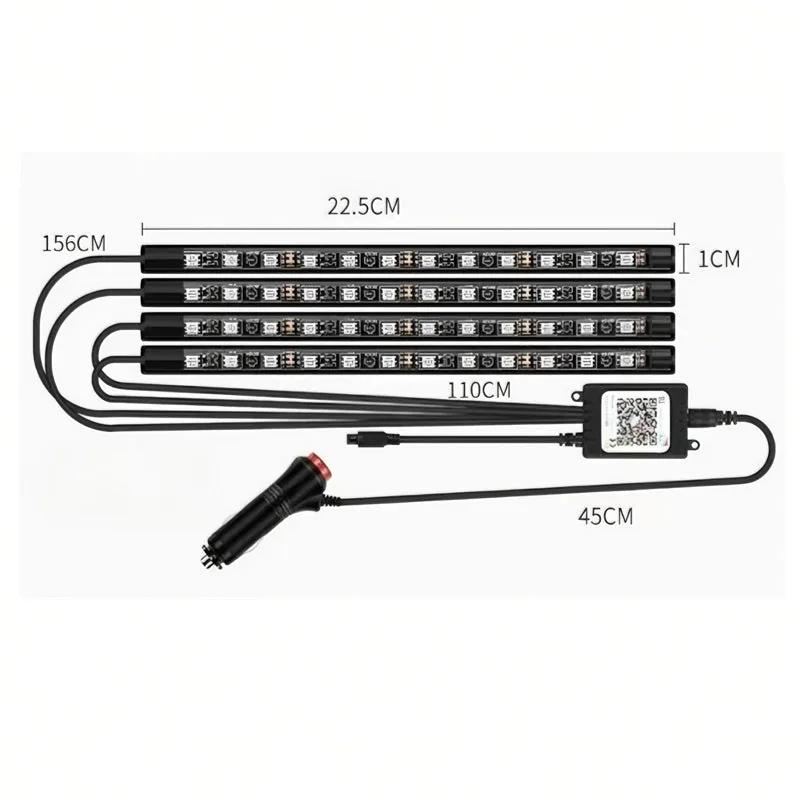 RGB kit contents with four LED strips and controller