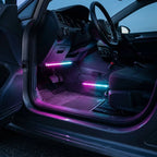 RGB car interior LED strip kit lighting a car footwell