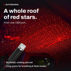 Starry Night Kit: USB star projector filling a car roof with red stars